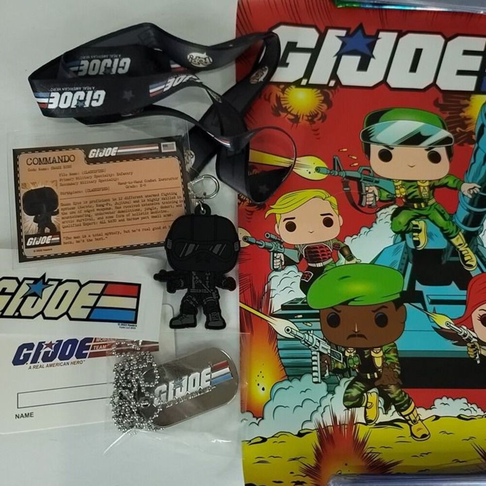 Funko GI Joe lot Snake Eyes Lanyard Badge Dogtag Rolled  Mini Poster Sticker NEW